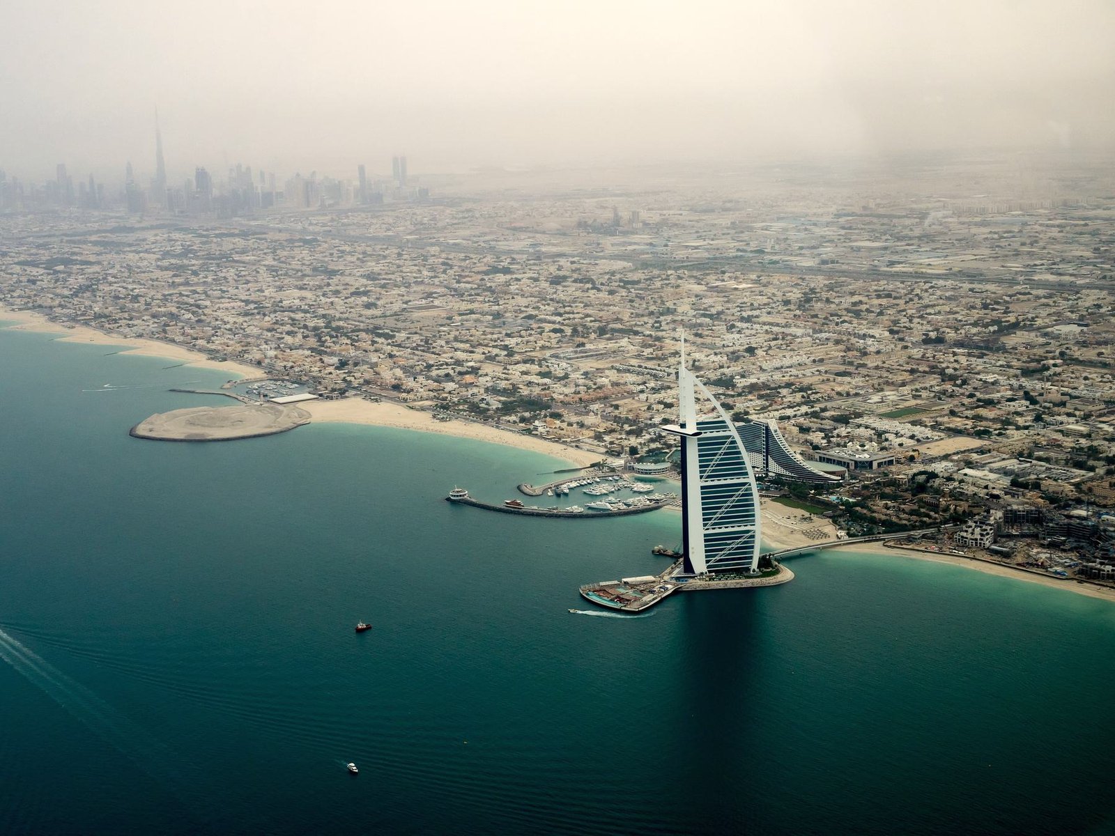 Aerial view of Jumeirah and the coastline