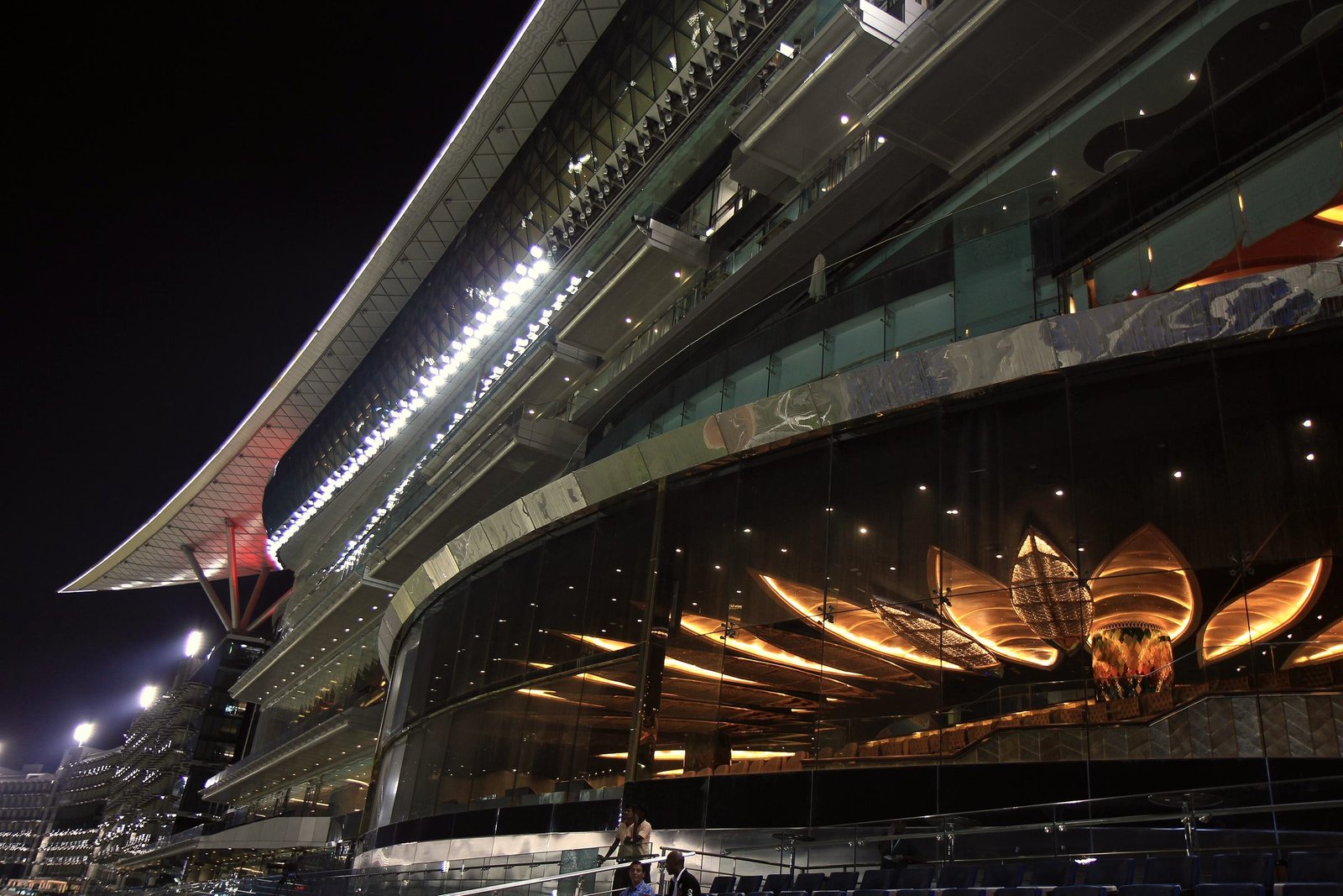 The Meydan grandstand at night